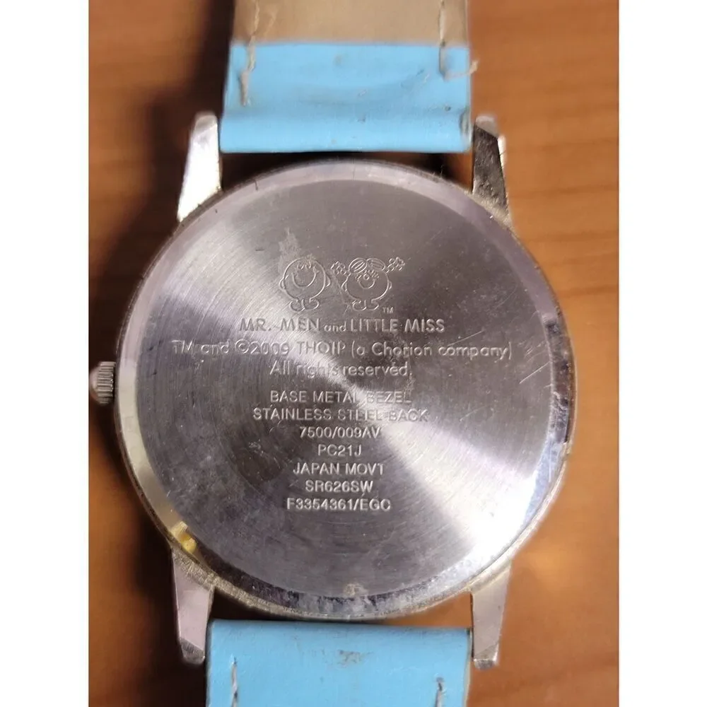 LITTLE MISS TROUBLE  BLUE BAND SILVER TONE WATCH